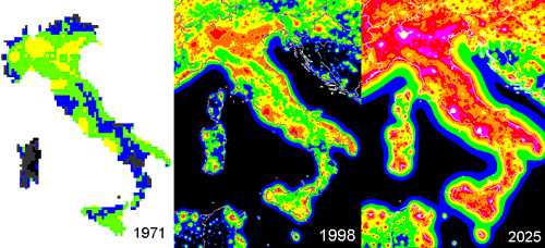 L'incremento e la previsione dell'inquinamento luminoso in Italia (Cortesia ISTIL)