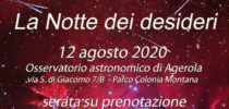La Notte dei Dei Desideri 12/08/2020 – serata su Prenotazione in Osservatorio ad Agerola